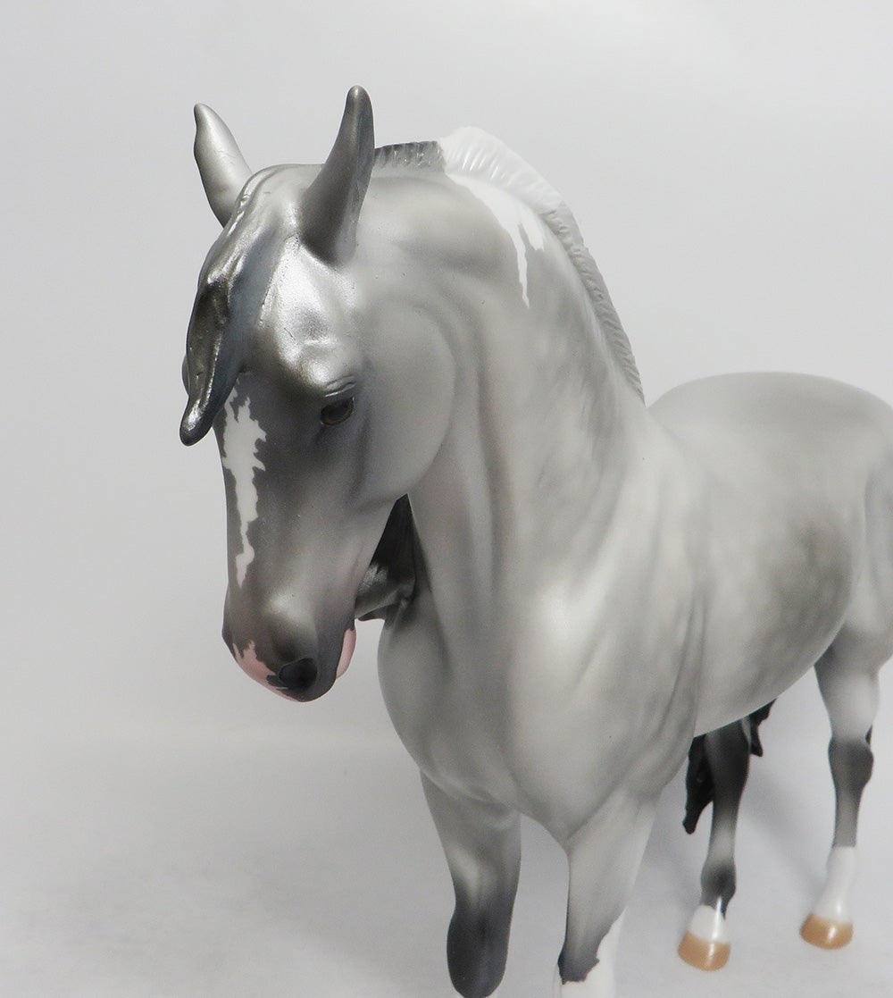 LUNA&#39;S NIGHT- OOAK DAPPLE GRAY PINTO ANDALUSIAN MODEL HORSE 8/31/2018