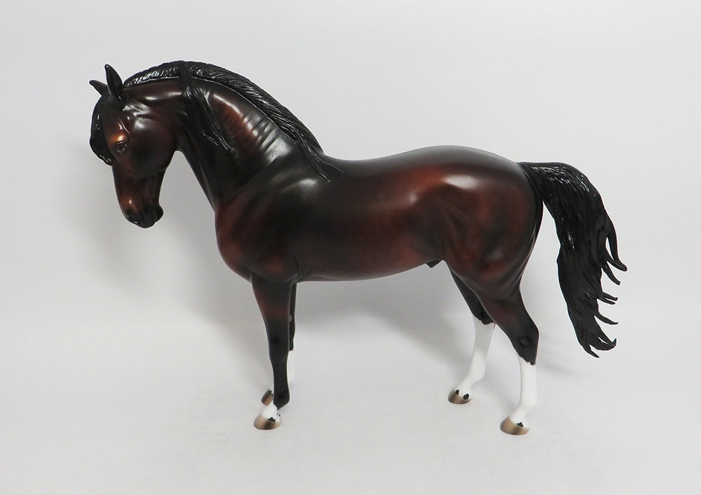 ELDORADO&#39;S SUNRISE- OOAK DARK BAY DAPPLE ANDALUSION MODEL HORSE BY AUDREY DIXON 9/7/2018