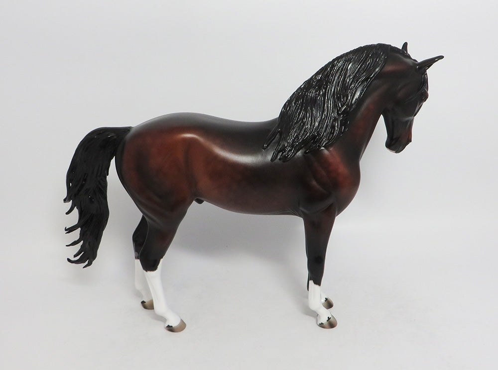 ELDORADO&#39;S SUNRISE- OOAK DARK BAY DAPPLE ANDALUSION MODEL HORSE BY AUDREY DIXON 9/7/2018