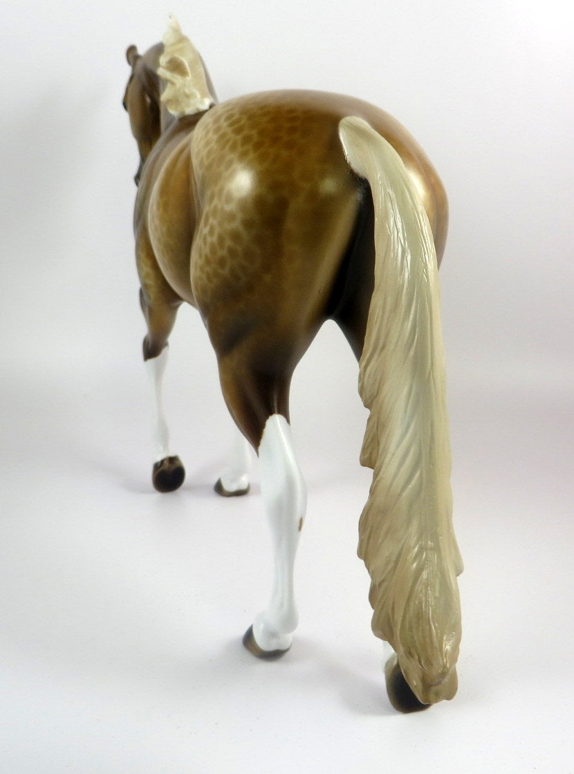 FUNNEL CAKE -OOAK SOOTY PALOMINO REVERSE DAPPLE THOROUGHBRED MODEL HORSE BY MISSY FOX LHS 19