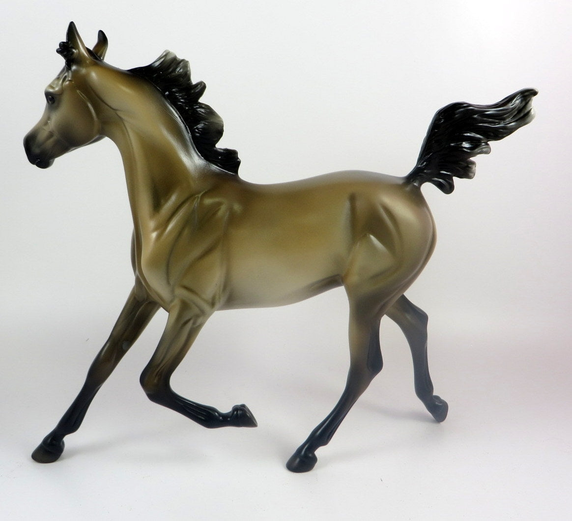 FRIED PICKLE -OOAK BUCKSKIN YEARLING MODEL HORSE BY MISSY FOX LHS 19