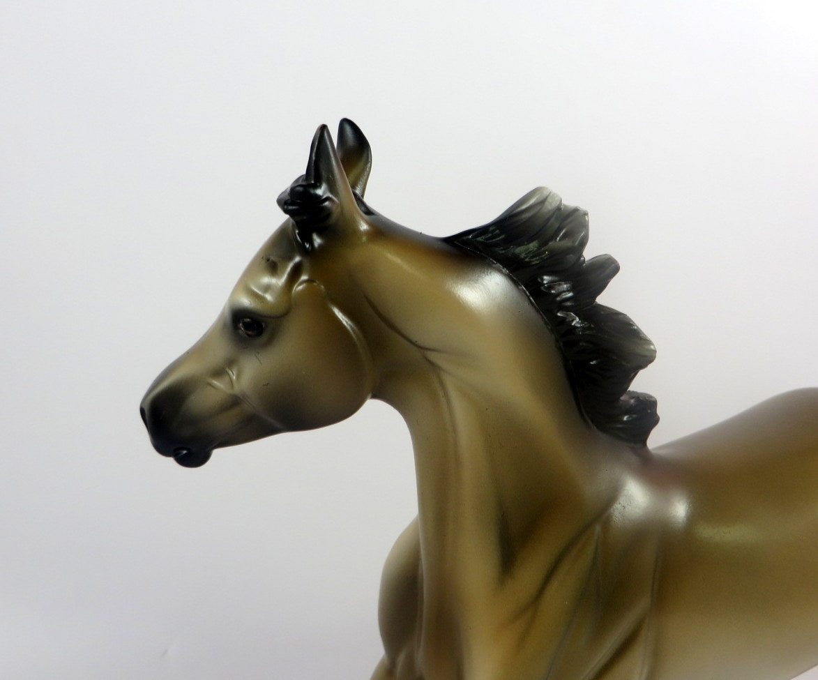 FRIED PICKLE -OOAK BUCKSKIN YEARLING MODEL HORSE BY MISSY FOX LHS 19