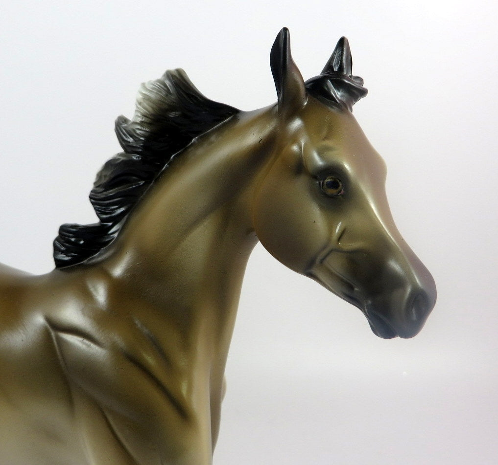 FRIED PICKLE -OOAK BUCKSKIN YEARLING MODEL HORSE BY MISSY FOX LHS 19