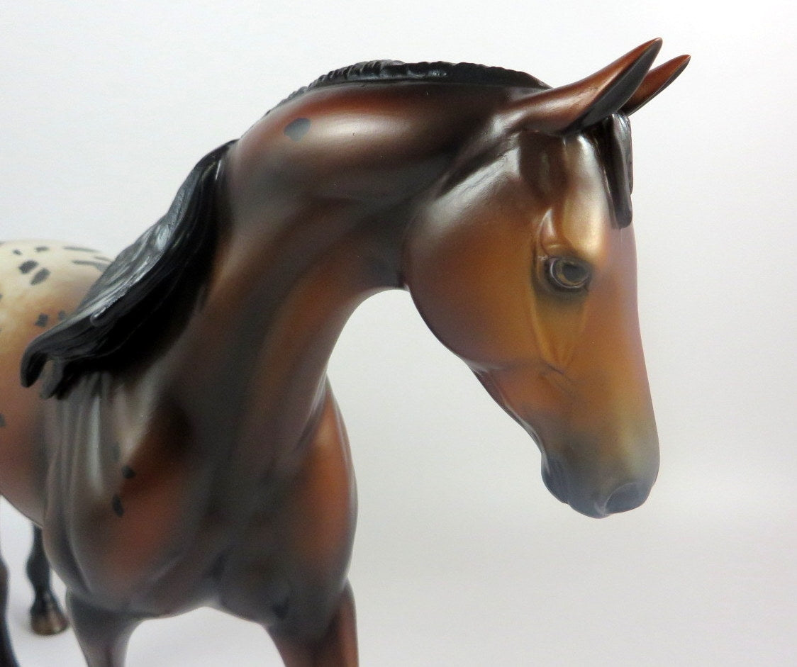 BALANCING ACT -OOAK BAY APPALOOSA CM PONY MODEL HORSE BY MISSY FOX LHS 19