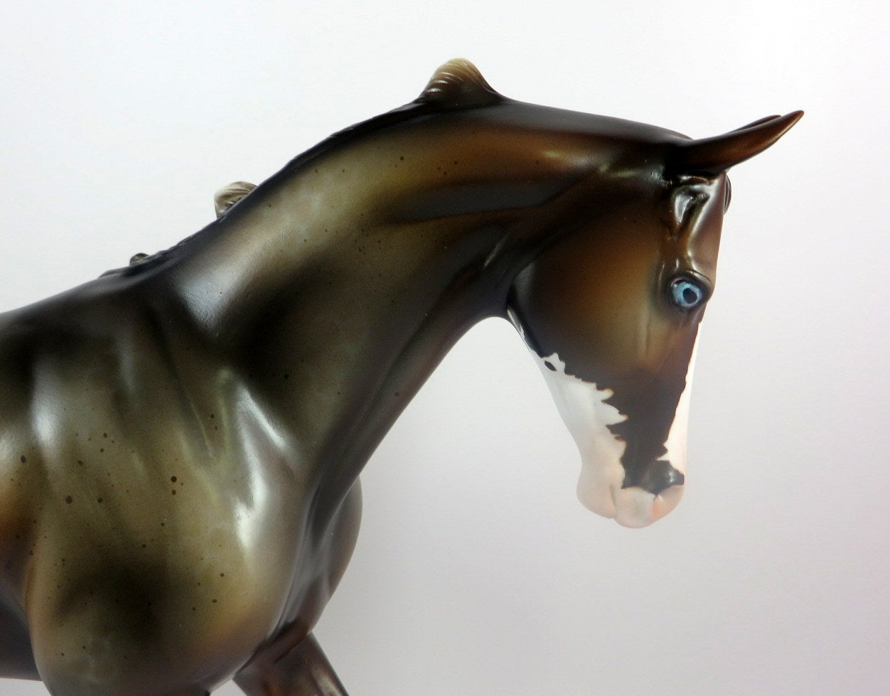 GRANDSTAND -OOAK REVERSED DAPPLE BAY ROAN THOROUGHBRED MODEL HORSE BY MISSY FOX LHS 19