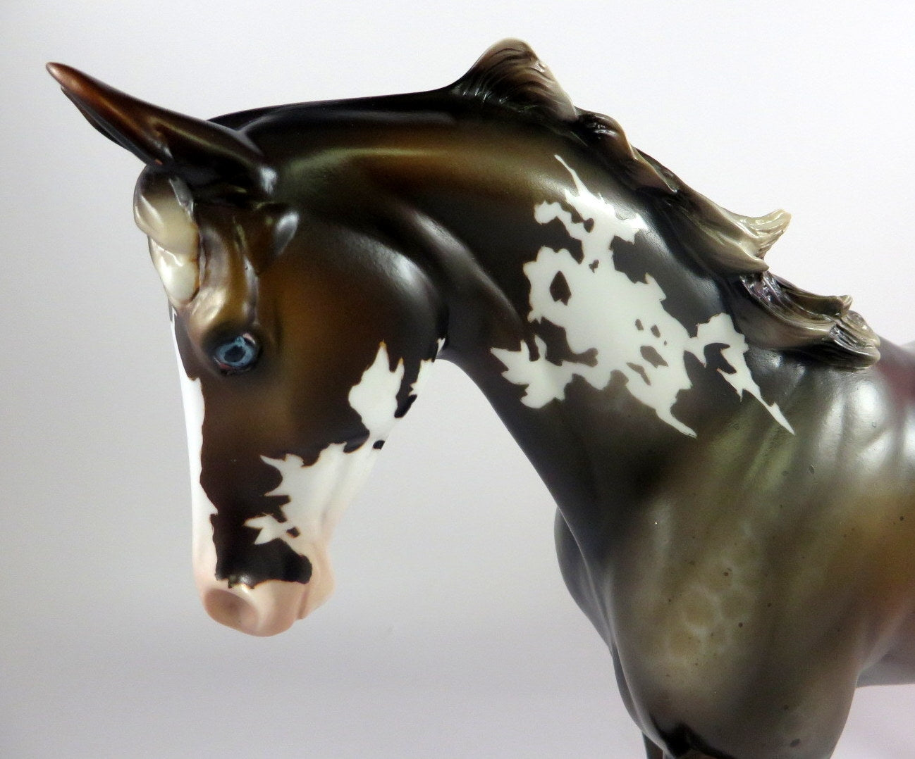 GRANDSTAND -OOAK REVERSED DAPPLE BAY ROAN THOROUGHBRED MODEL HORSE BY MISSY FOX LHS 19