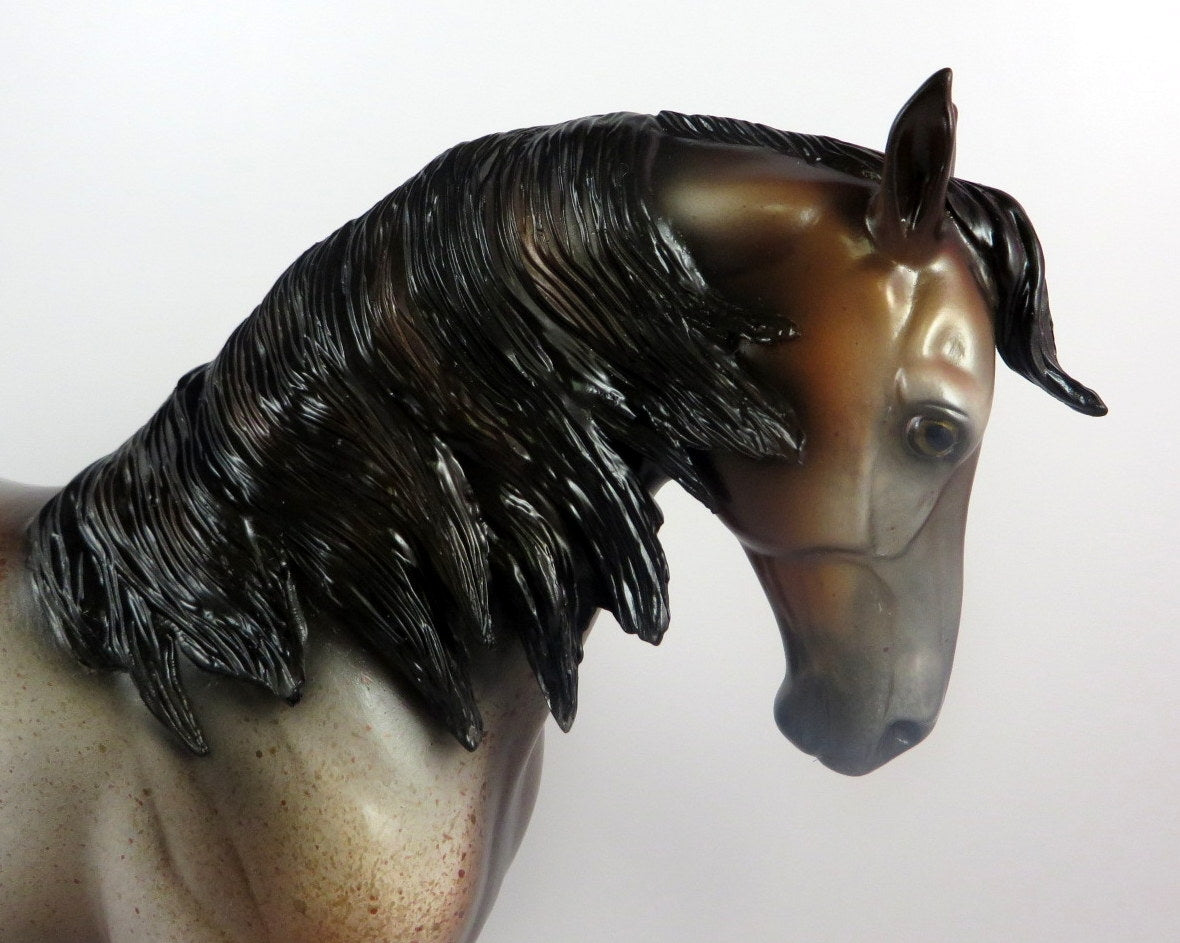 AERIAL SILK -- OOAK BAY ROAN ANDALUSIAN MODEL HORSE BY MISSY FOX  LHS 2019