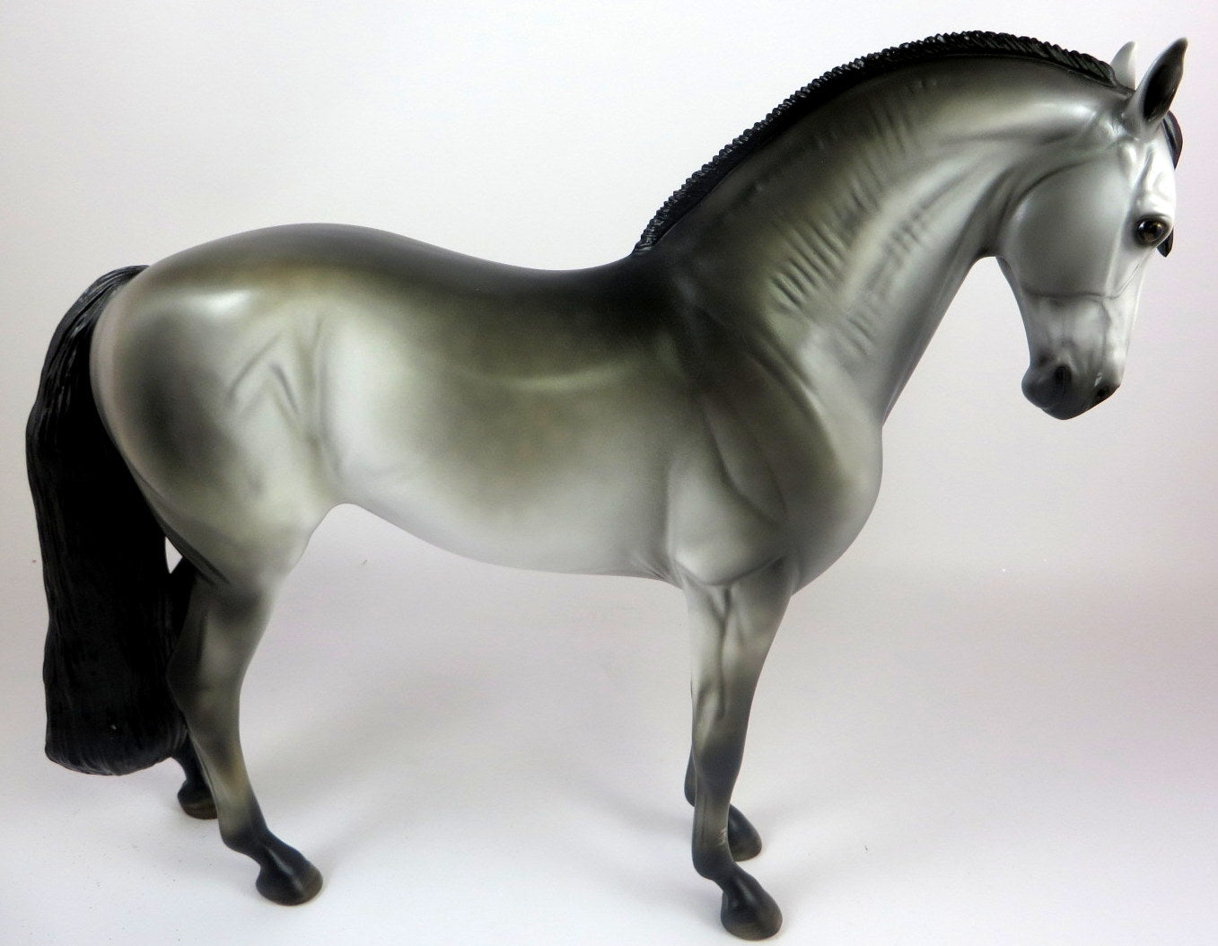 AH CHOO -- OOAK DAPPLED DARK GREY ANDALUSIAN MODEL HORSE BY MISSY FOX LHS 19