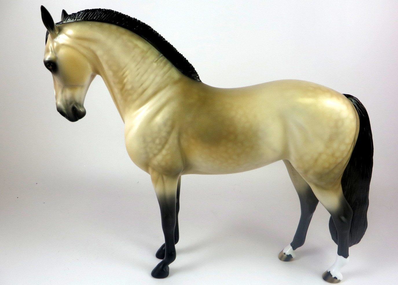 POGO -OOAK DAPPLE BUCKSKIN ANDALUSIAN MODEL HORSE BY AUDREY DIXON LHS 19