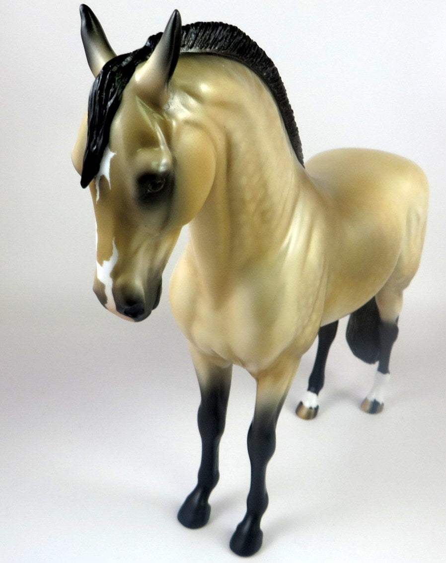 POGO -OOAK DAPPLE BUCKSKIN ANDALUSIAN MODEL HORSE BY AUDREY DIXON LHS 19