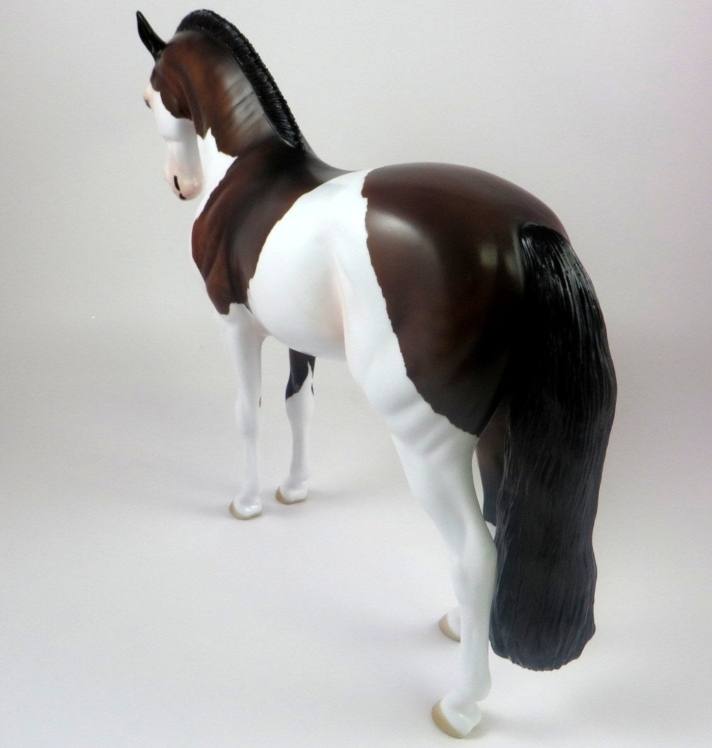 BIM BOM -OOAK DAPPLE BAY PINTO ANDALUSIAN MODEL HORSE BY AUDREY DIXON LHS 19