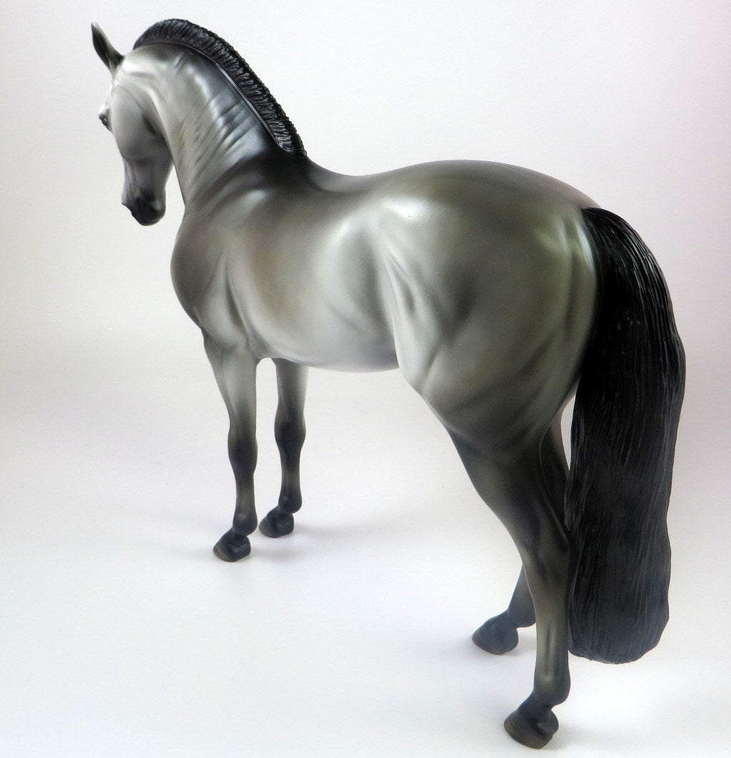 AH CHOO -- OOAK DAPPLED DARK GREY ANDALUSIAN MODEL HORSE BY MISSY FOX LHS 19