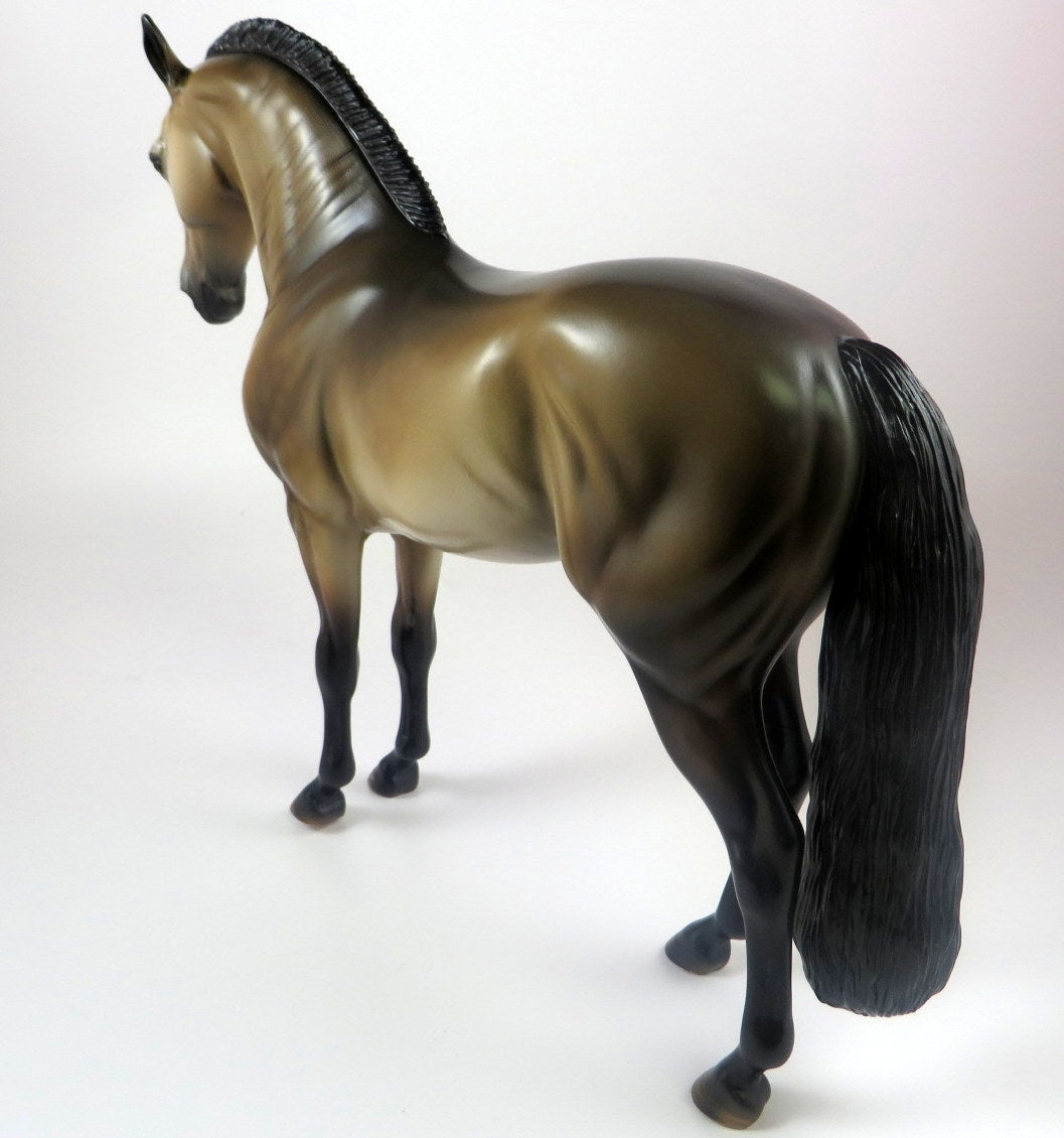 SCOOTER -- OOAK DAPPLED BUCKSKIN ANDALUSIAN MODEL HORSE BY MISSY FOX LHS 19