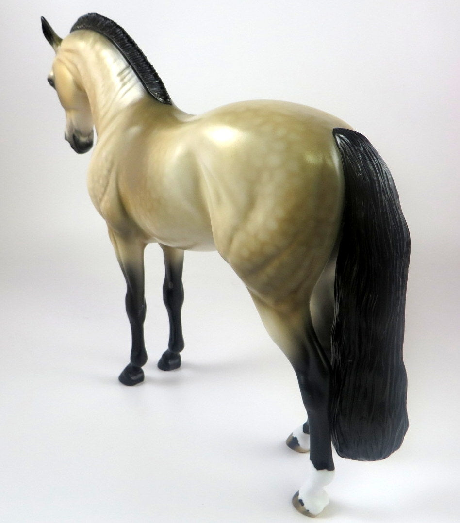 POGO -OOAK DAPPLE BUCKSKIN ANDALUSIAN MODEL HORSE BY AUDREY DIXON LHS 19