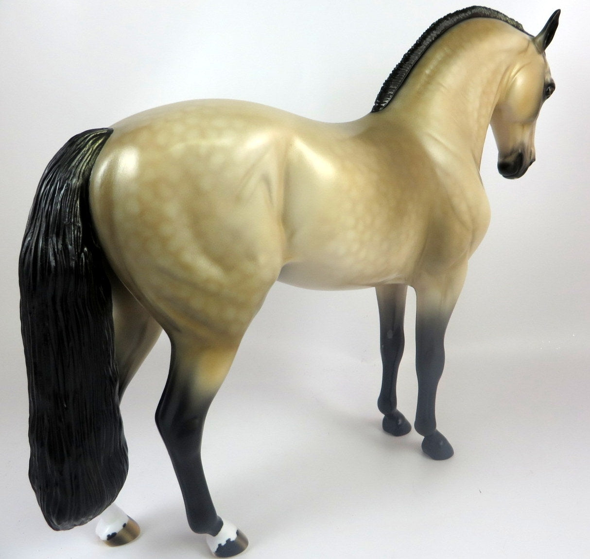 POGO -OOAK DAPPLE BUCKSKIN ANDALUSIAN MODEL HORSE BY AUDREY DIXON LHS 19