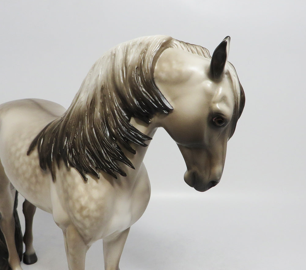 SANTA MONICA-OOAK STAR DAPPLE GRULLA ANDALUSIAN MODEL HORSE 9/14/18