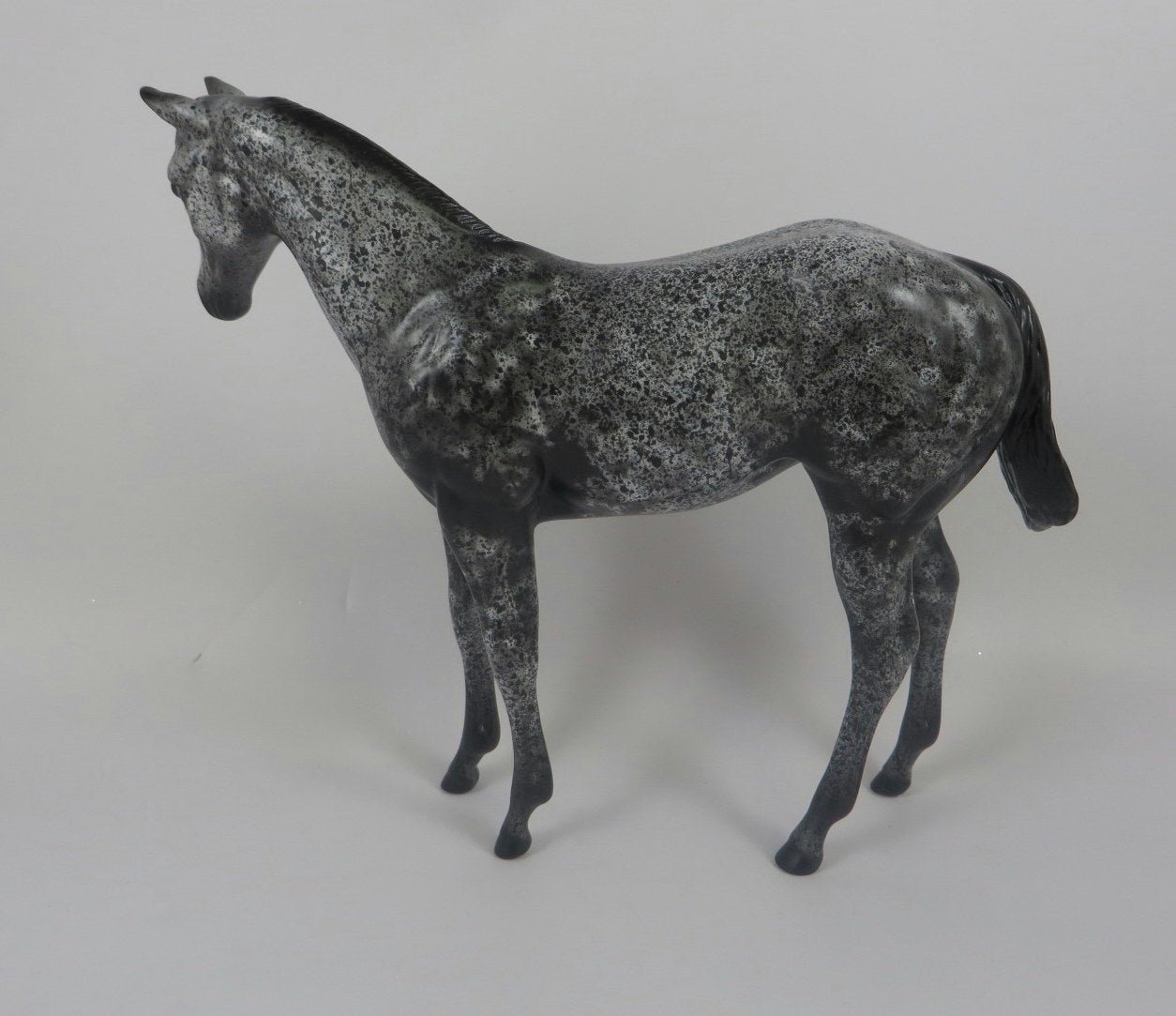 GEMMA-OOAK BLACK ROAN WEANLING MODLEL HORSE LHS 19