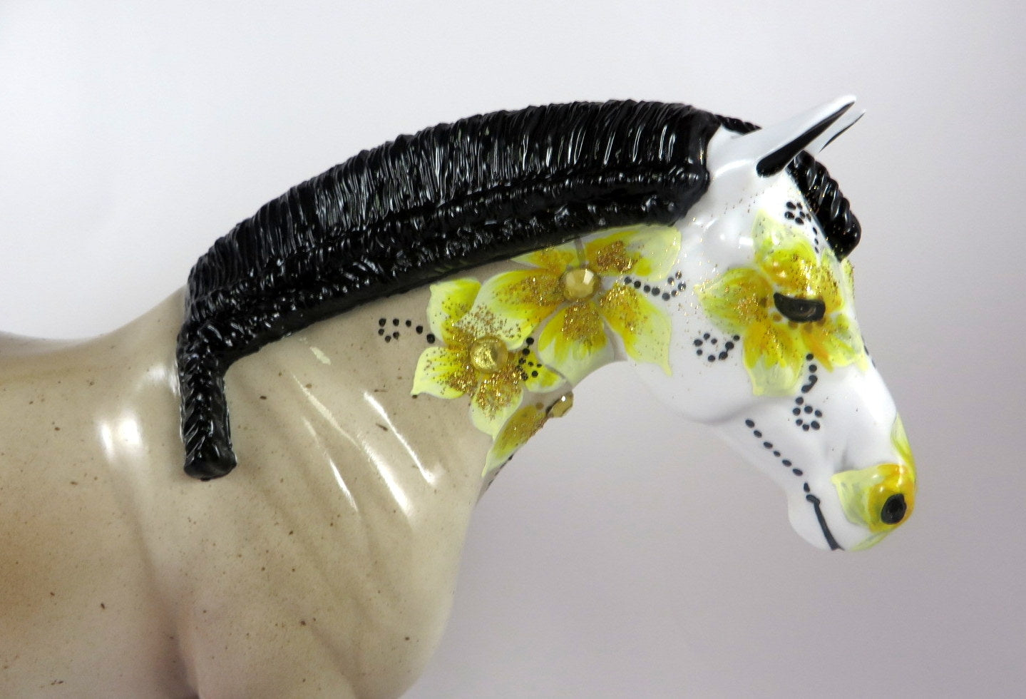 DAFFODIL -OOAK YELLOW SUGAR SKULL HEAVY DRAFT MODEL HORSE BY DAWN QUICK LHS 19