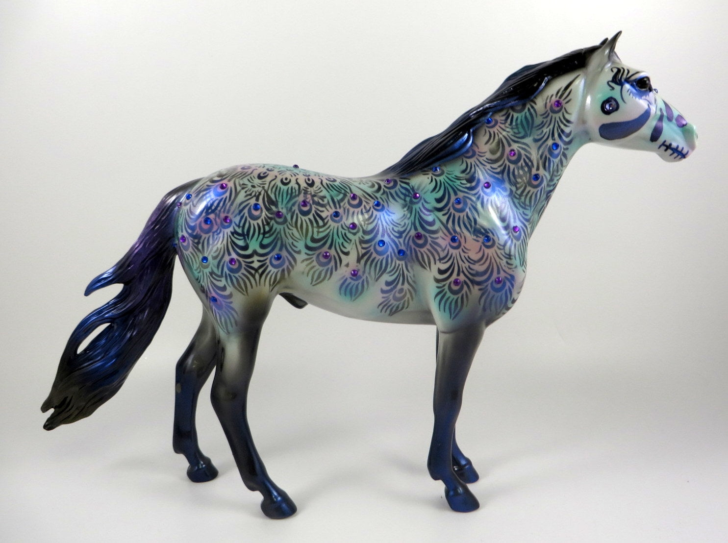 HOCUS-OOAK MULTI/PURPLE W/JEWELS SPANISH MUSTANG DECORATOR BY DAWN QUICK MM19