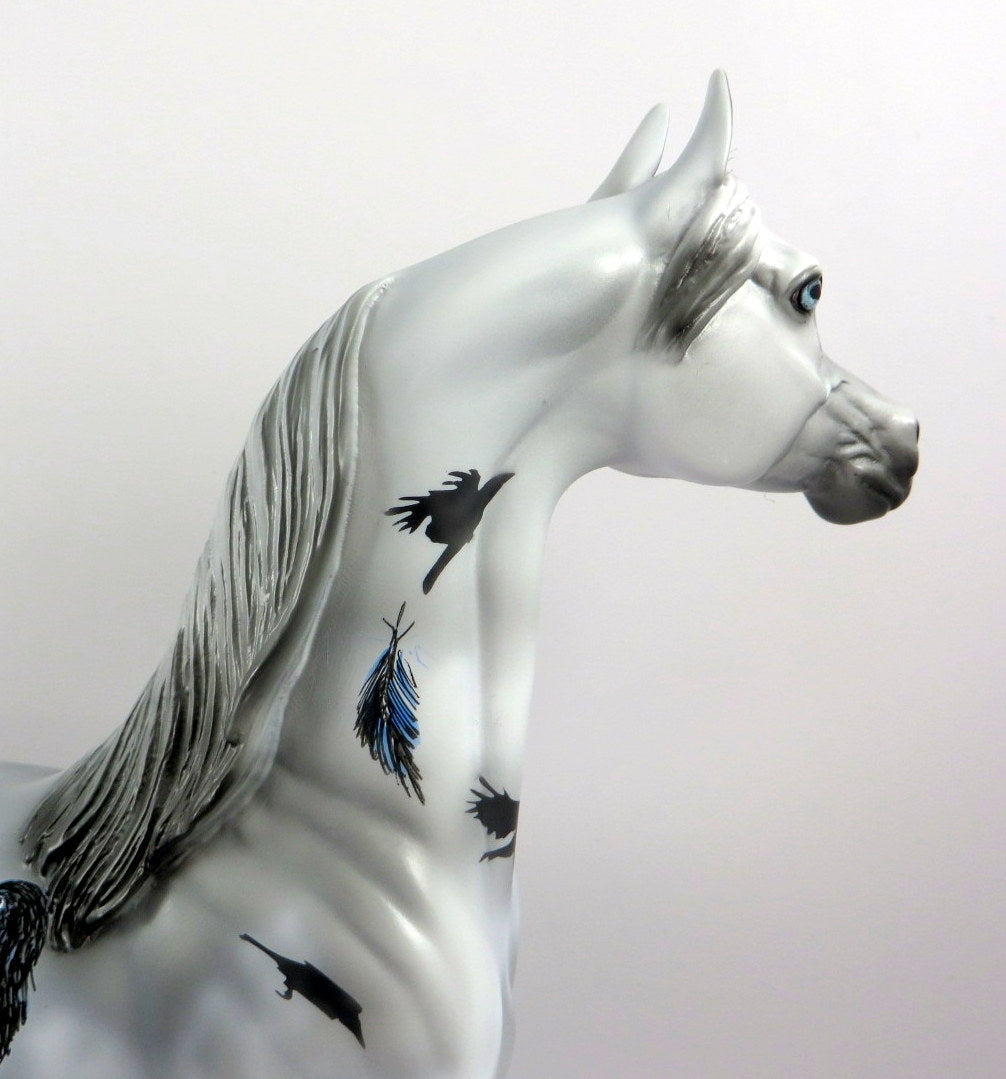 THE RAVEN-OOAK GRAY W/BLUE RAVENS ARABIAN DECORATOR BY DAWN QUICK MM19