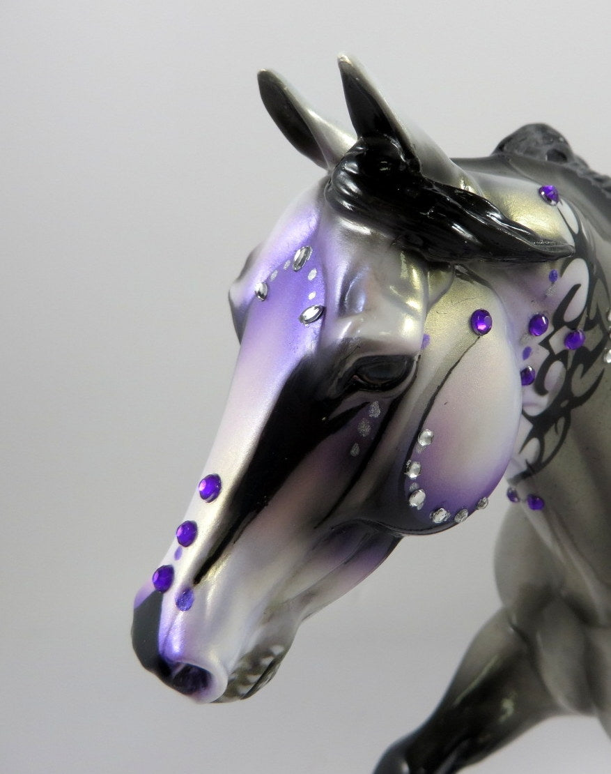 PURPLE CRAZE-OOAK GREY FQH SUGAR SKULL  BY MISSY FOX MM 19