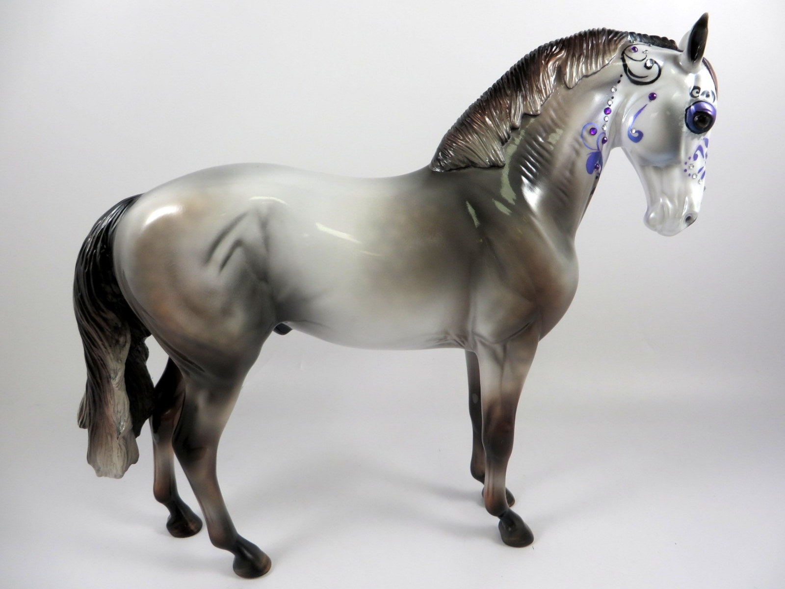 OUTCAST-OOAK ROSE GRAY DAPPLED W/BLING ANDALUSIAN DECORATOR HORSE BY MISSY FOX MM19