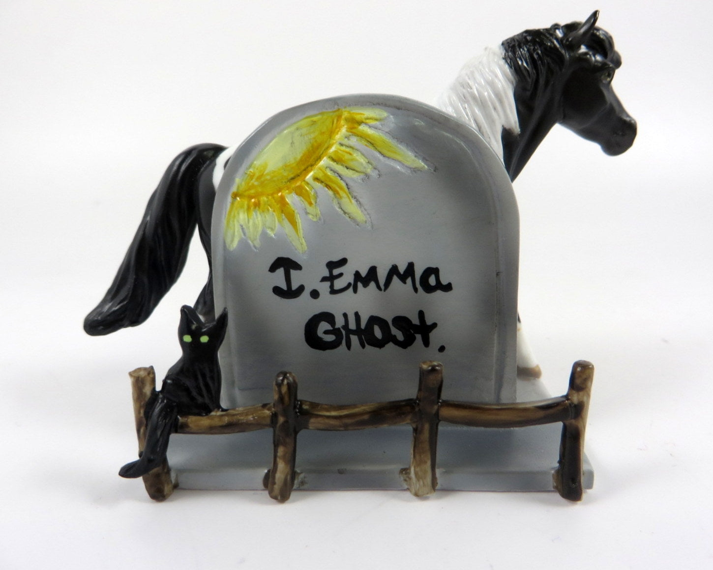 I. EMMA GHOST-OOAK BLACK/WHITE PAINT PONY TOMBSTONE CHIP DECORATOR BY DAWN QUICK MM19