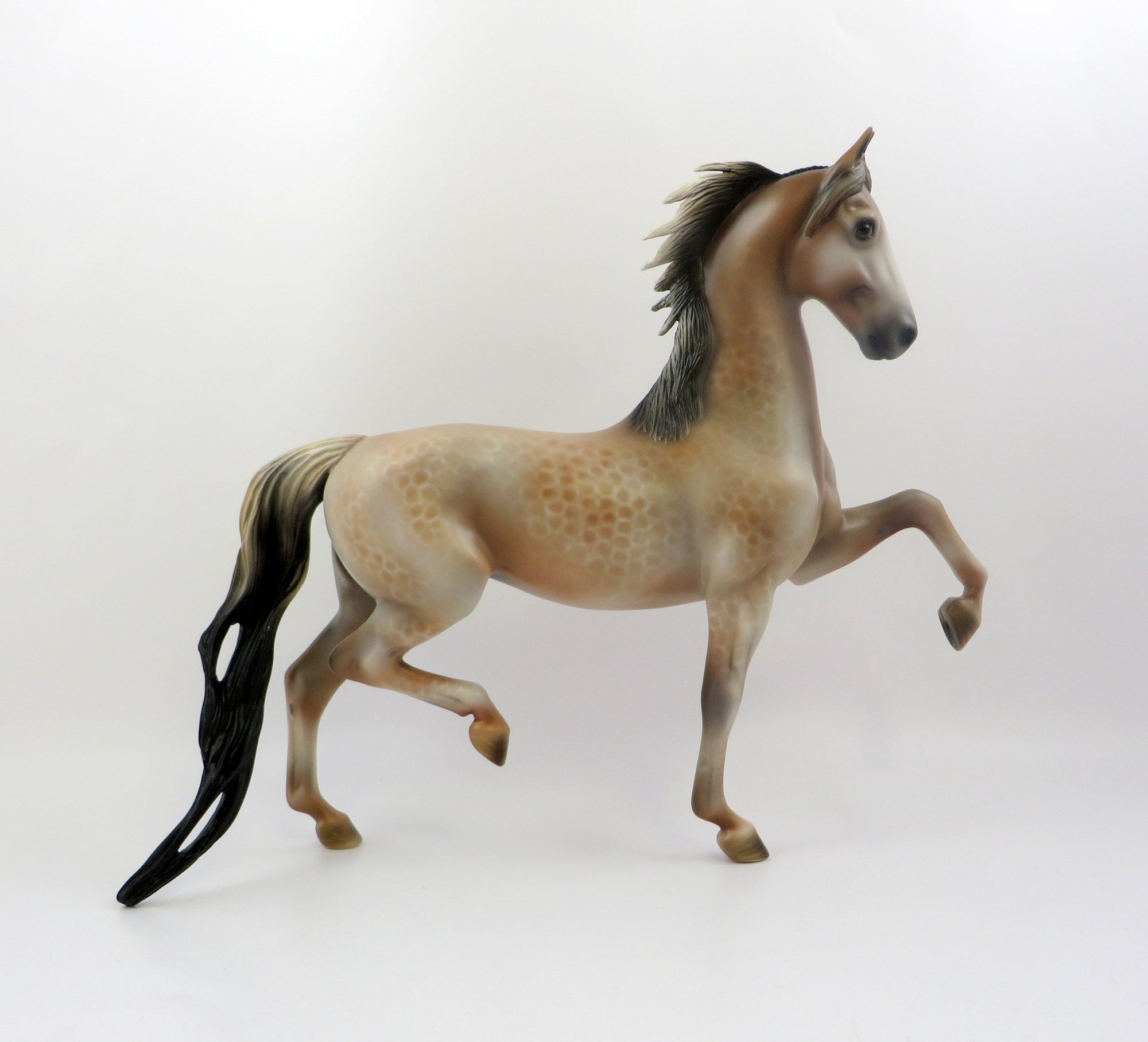 XETA-OOAK BAY REVERSE DAPPLED SADDLE BRED MODEL HORSE 6/21/19