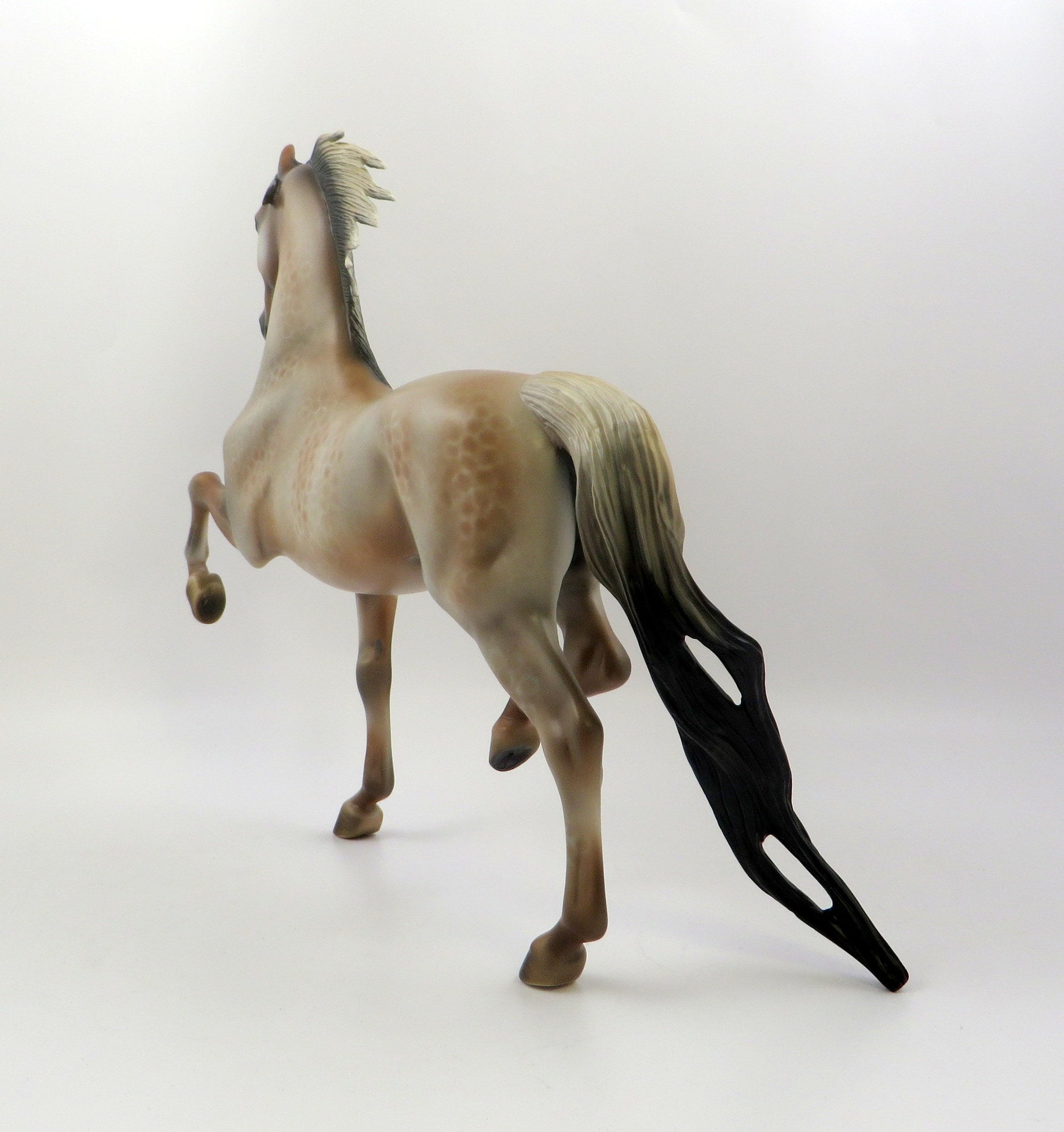 XETA-OOAK BAY REVERSE DAPPLED SADDLE BRED MODEL HORSE 6/21/19