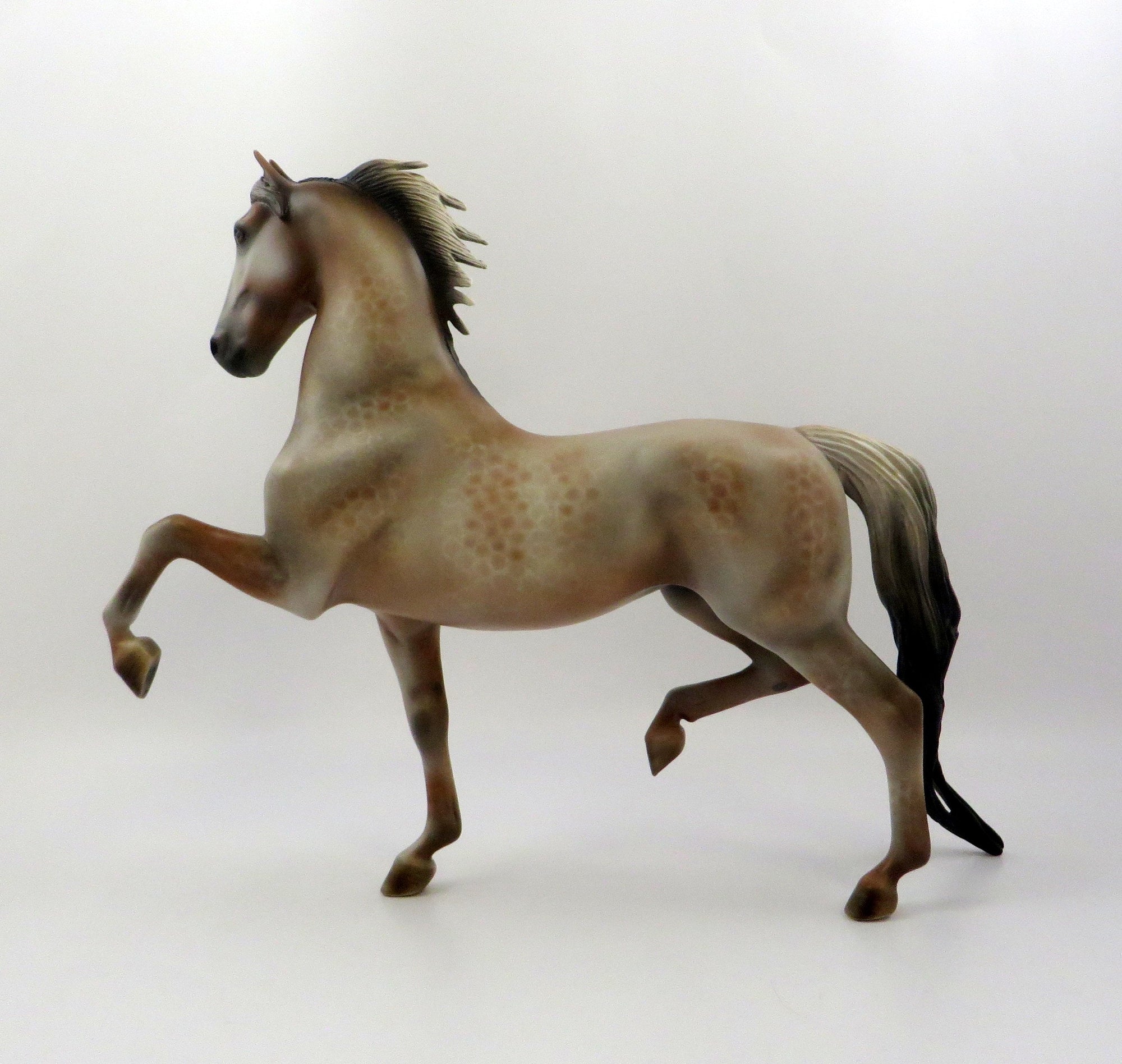 XETA-OOAK BAY REVERSE DAPPLED SADDLE BRED MODEL HORSE 6/21/19
