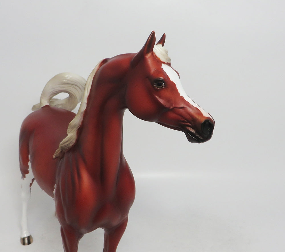 YWAIN- OOAK SORREL DAPPLED PINTO ARABIAN MODEL HORSE BY AMANDA HOSTETLER MM 2018