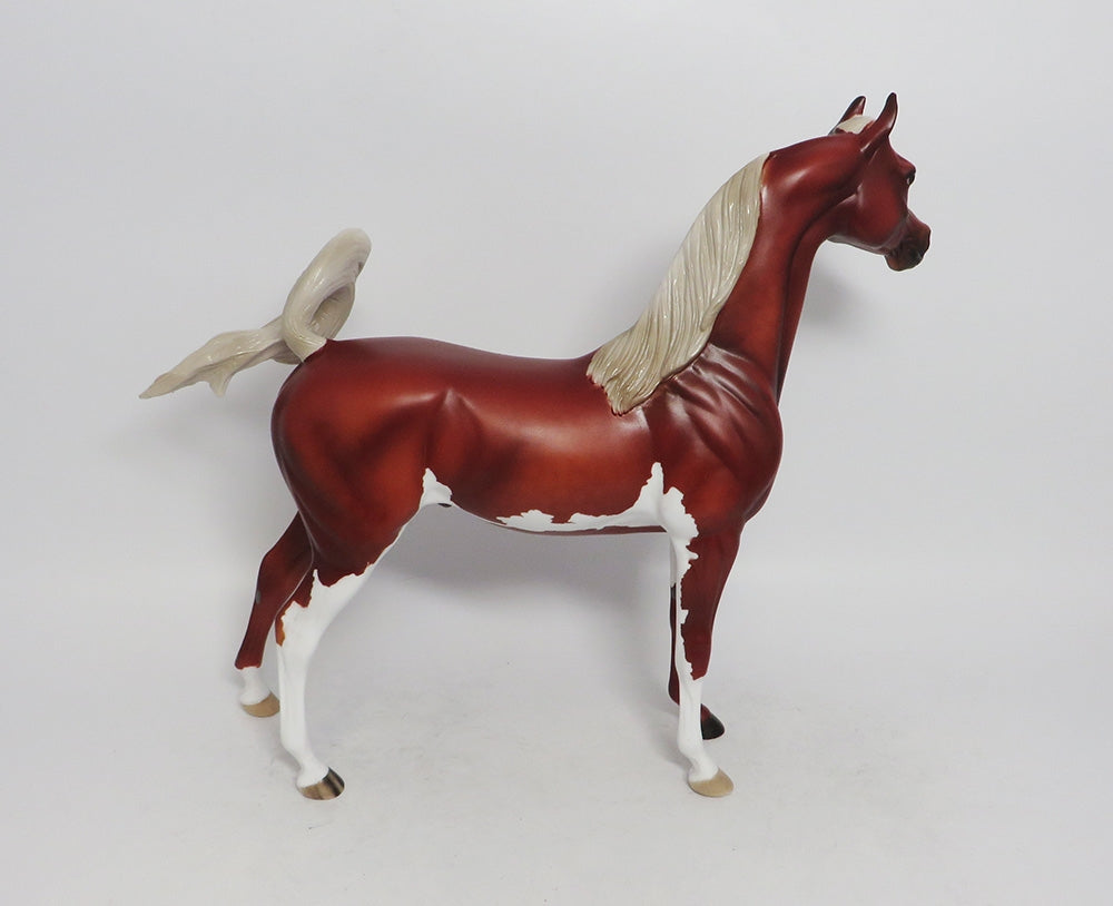YWAIN- OOAK SORREL DAPPLED PINTO ARABIAN MODEL HORSE BY AMANDA HOSTETLER MM 2018
