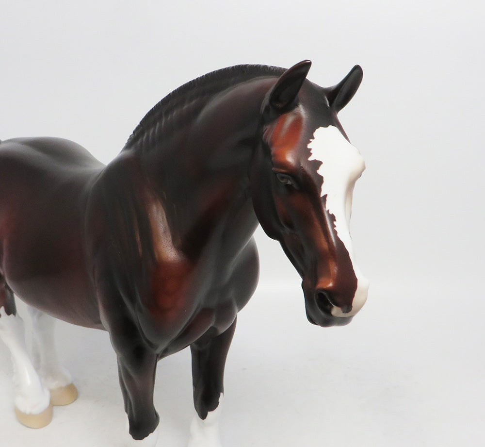 WASHAKIE-OOAK DAPPLE BAY HEAVY DRAFT MARE MODEL HORSE BY DAWN QUICK 10/12/18