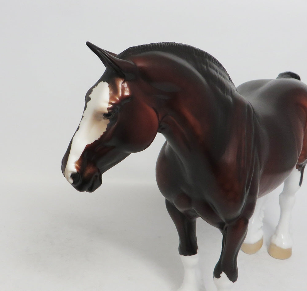 WASHAKIE-OOAK DAPPLE BAY HEAVY DRAFT MARE MODEL HORSE BY DAWN QUICK 10/12/18