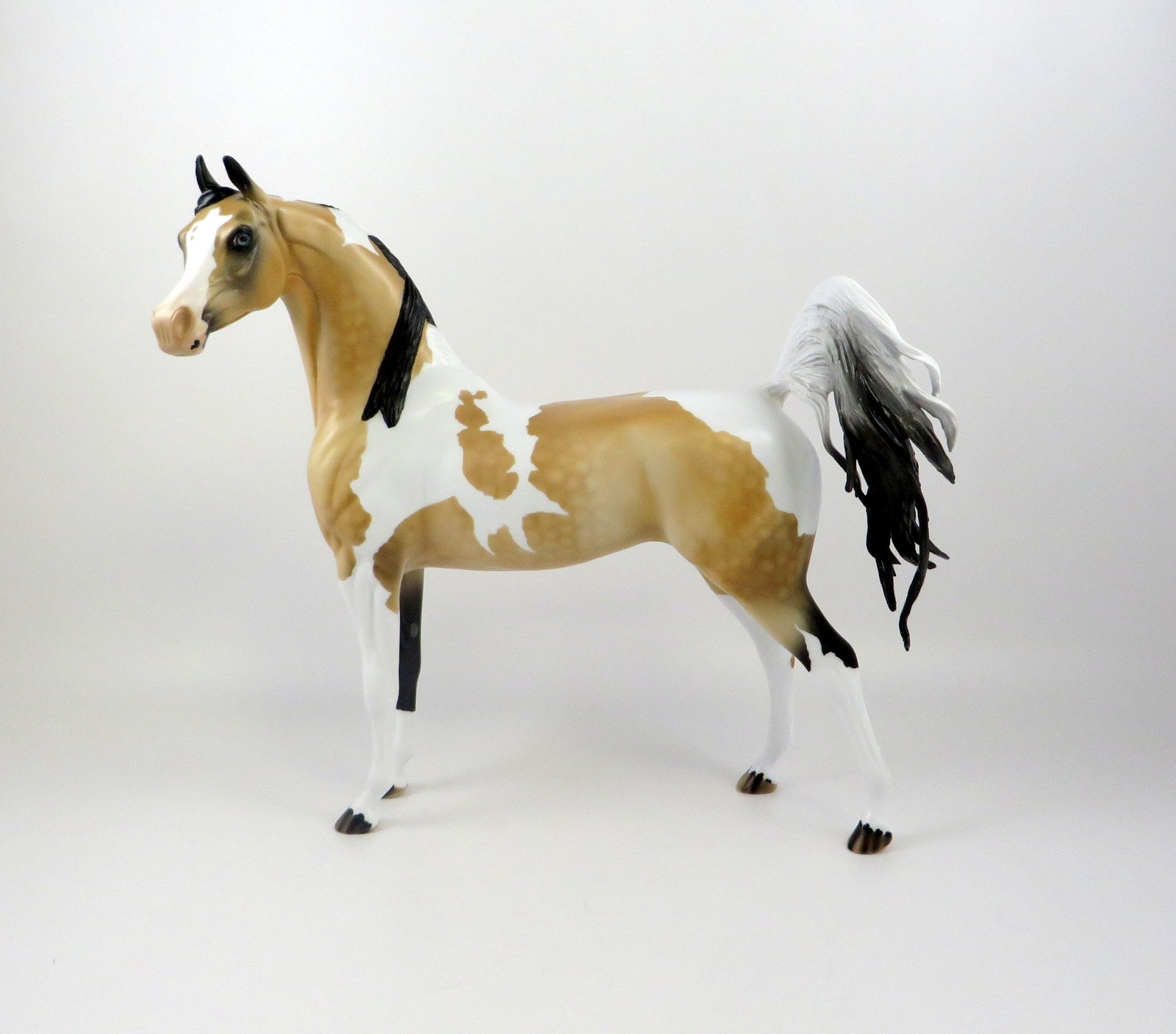 CAPELLA  - OOAK DAPPLE BUCKSKIN TOBIANO  ARABIAN MODEL HORSE BY AUDREY DIXON 6/27/19