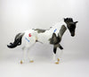 TABOO TRAIL - OOAK BLUE ROAN TOBIANO WITH WAR PAINT THOROUGHBRED MODEL HORSE BY AUDREY DIXON 6/27/19