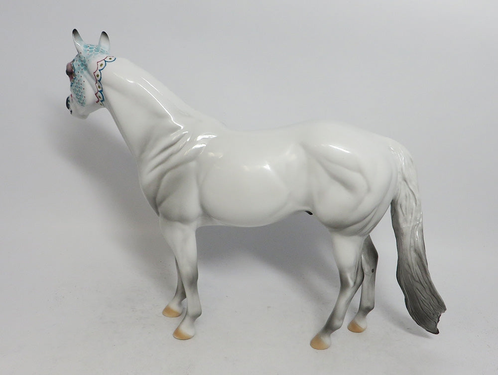 OBSIDIAN- OOAK GREY SUGAR SKULL WITH JEWEL ISH MODEL HORSE BY DAWN QUICK MM 2018