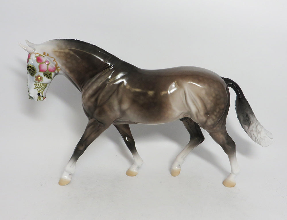 LYCIDAS- OOAK ROSE GREY SUGAR SKULL IRISH DRAFT  WITH JEWELS HORSE MODEL MM 2018