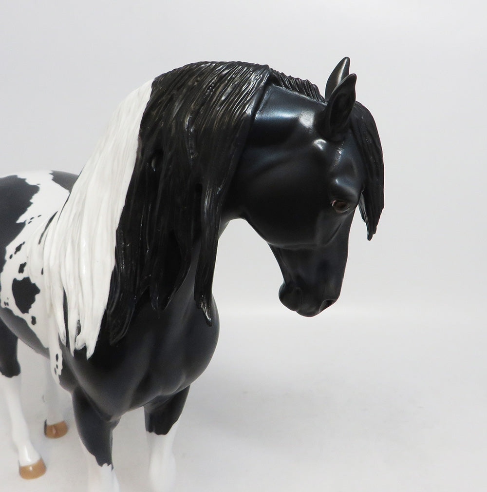 ELAINE ERMINE- LE-10- BLACK ANDALUSIAN MODEL HORSE CUSTOM BY AUDREY DIXON MM 18