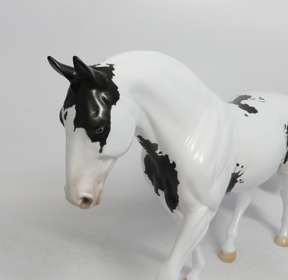 GRAPHITE- OOAK BLACK AND WHITE OVERO IRISH DRAFT MODEL HORSE BY DAWN QUICK 10/18/18