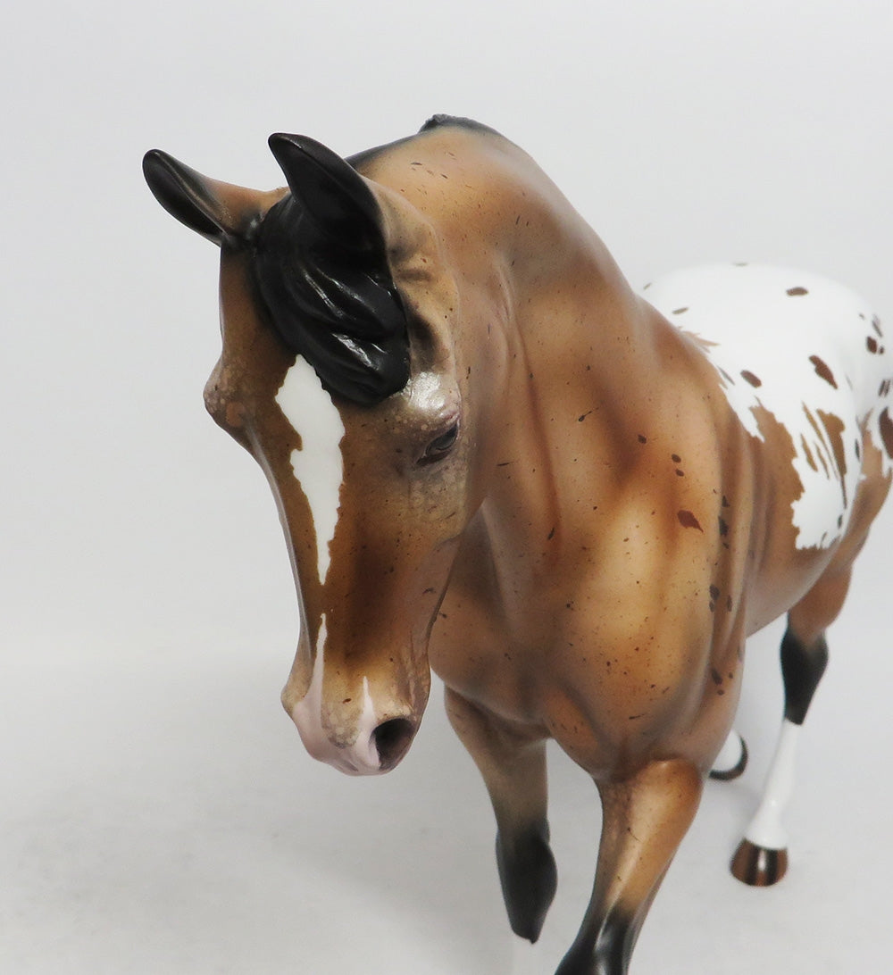 HARVEST MOON-OOAK BUCKSKIN APPALOOSA THOROUGHBRED MODEL HORSE MM 2018