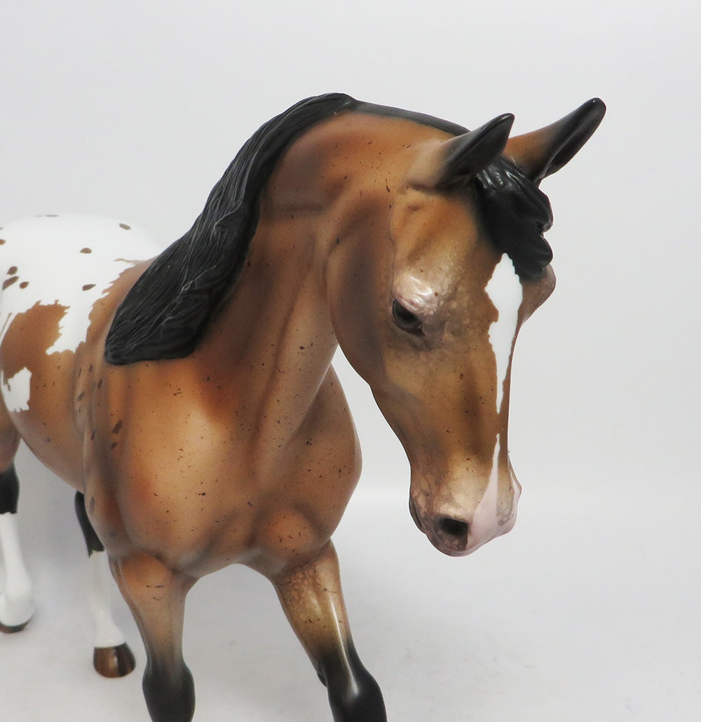 HARVEST MOON-OOAK BUCKSKIN APPALOOSA THOROUGHBRED MODEL HORSE MM 2018