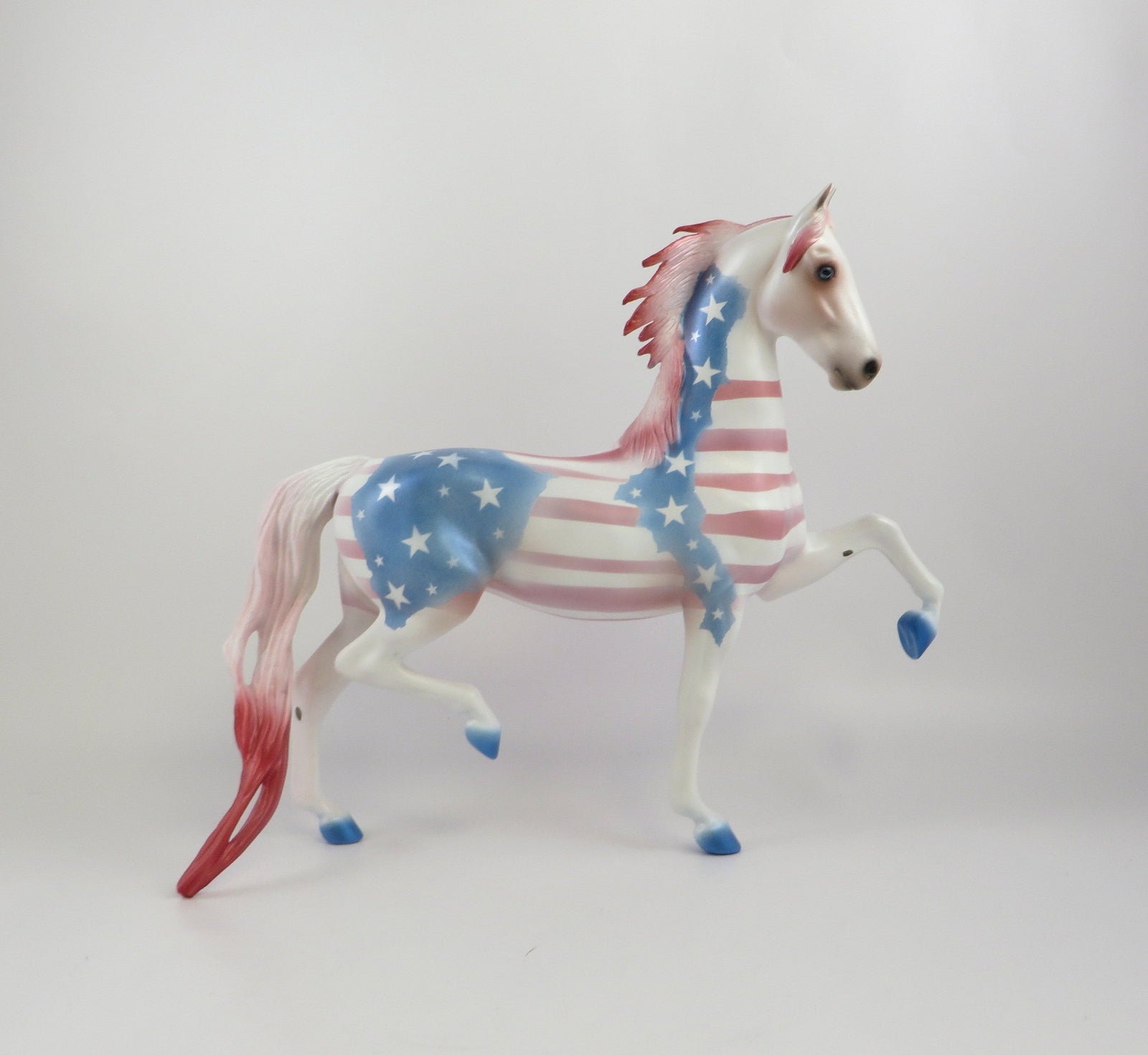 FREE AT LAST - OOAK 4TH OF JULY DECORATOR SADDLEBRED MODEL HORSE BY AMANDA HOSTELTER 7/2/19
