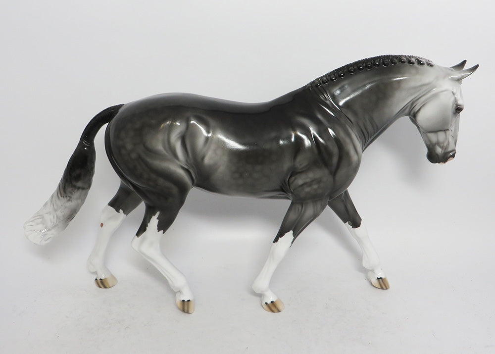 BLACK ICE- OOAK CUSTOM IRISH DAFTER GREY  MODEL HORSE 2018