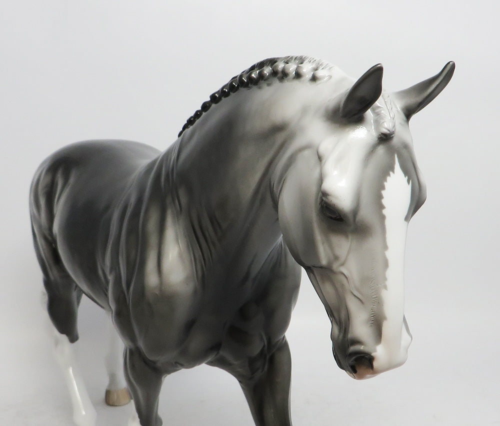 BLACK ICE- OOAK CUSTOM IRISH DAFTER GREY  MODEL HORSE 2018