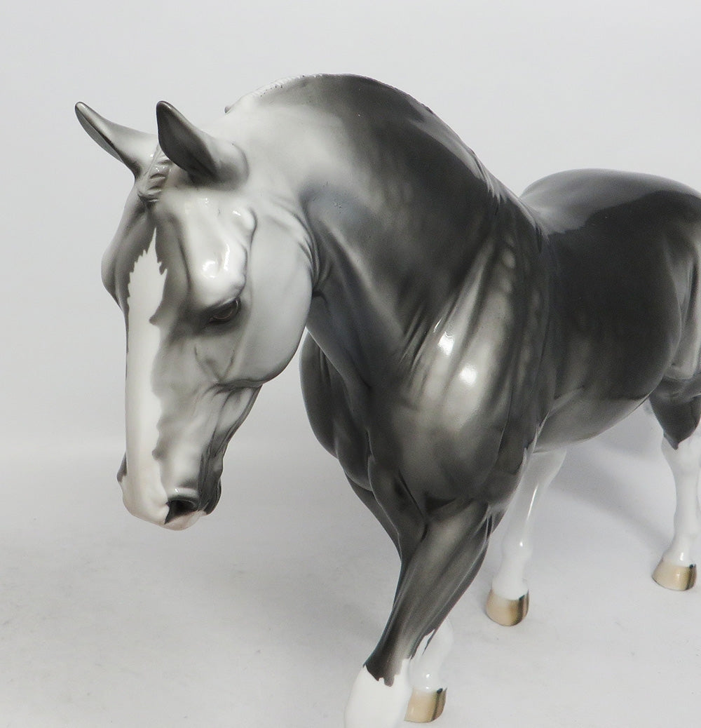 BLACK ICE- OOAK CUSTOM IRISH DAFTER GREY  MODEL HORSE 2018