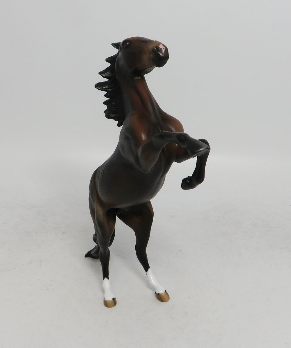 WAKANDA- OOAK REARING PEBBLE BROWN MODEL HORSE 2018