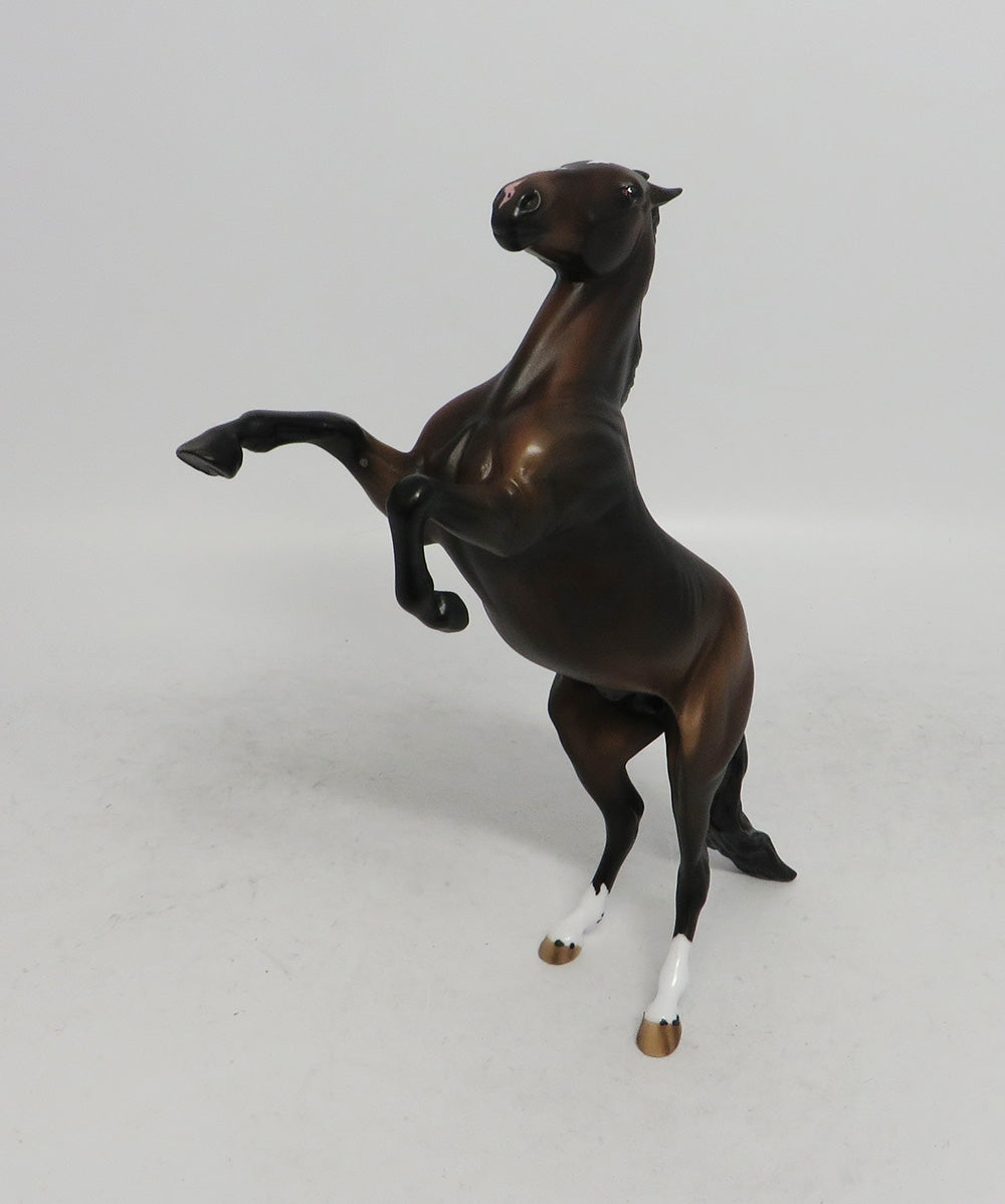 WAKANDA- OOAK REARING PEBBLE BROWN MODEL HORSE 2018
