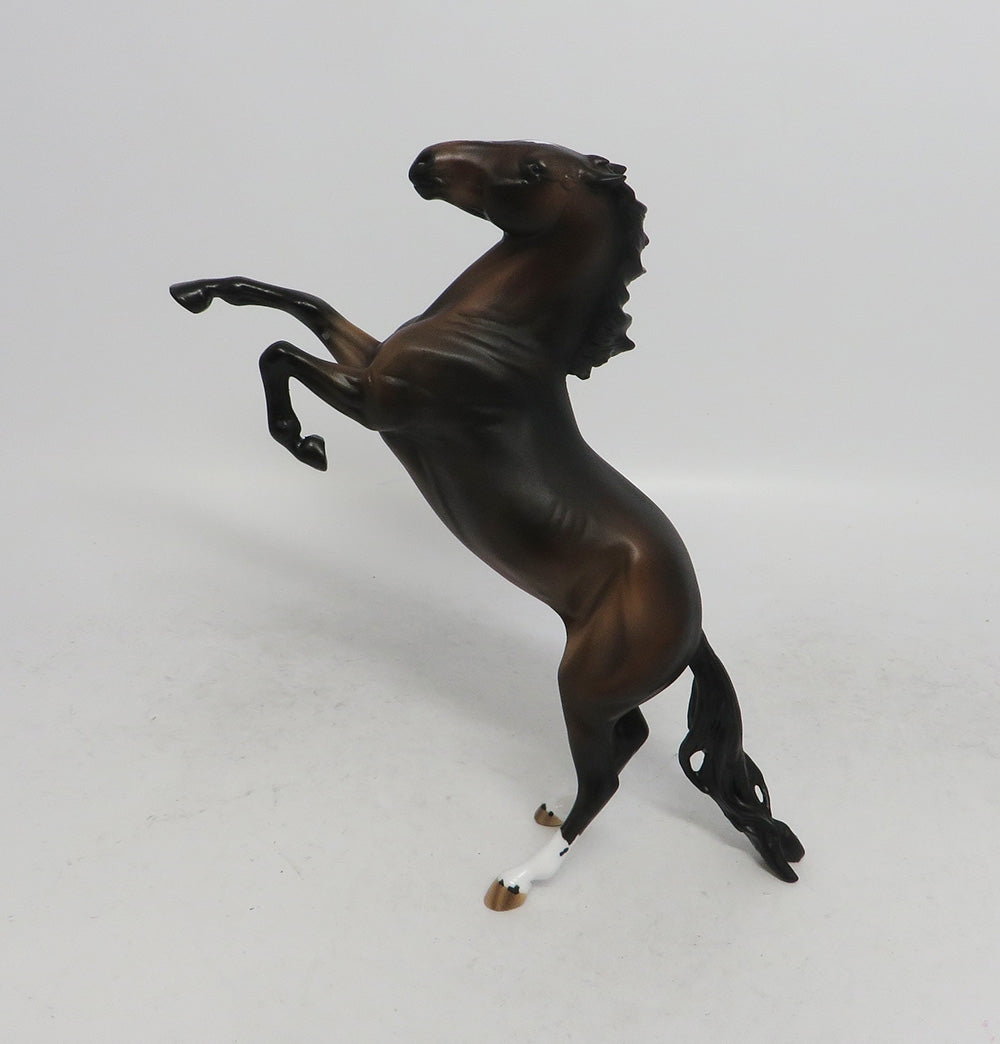 WAKANDA- OOAK REARING PEBBLE BROWN MODEL HORSE 2018