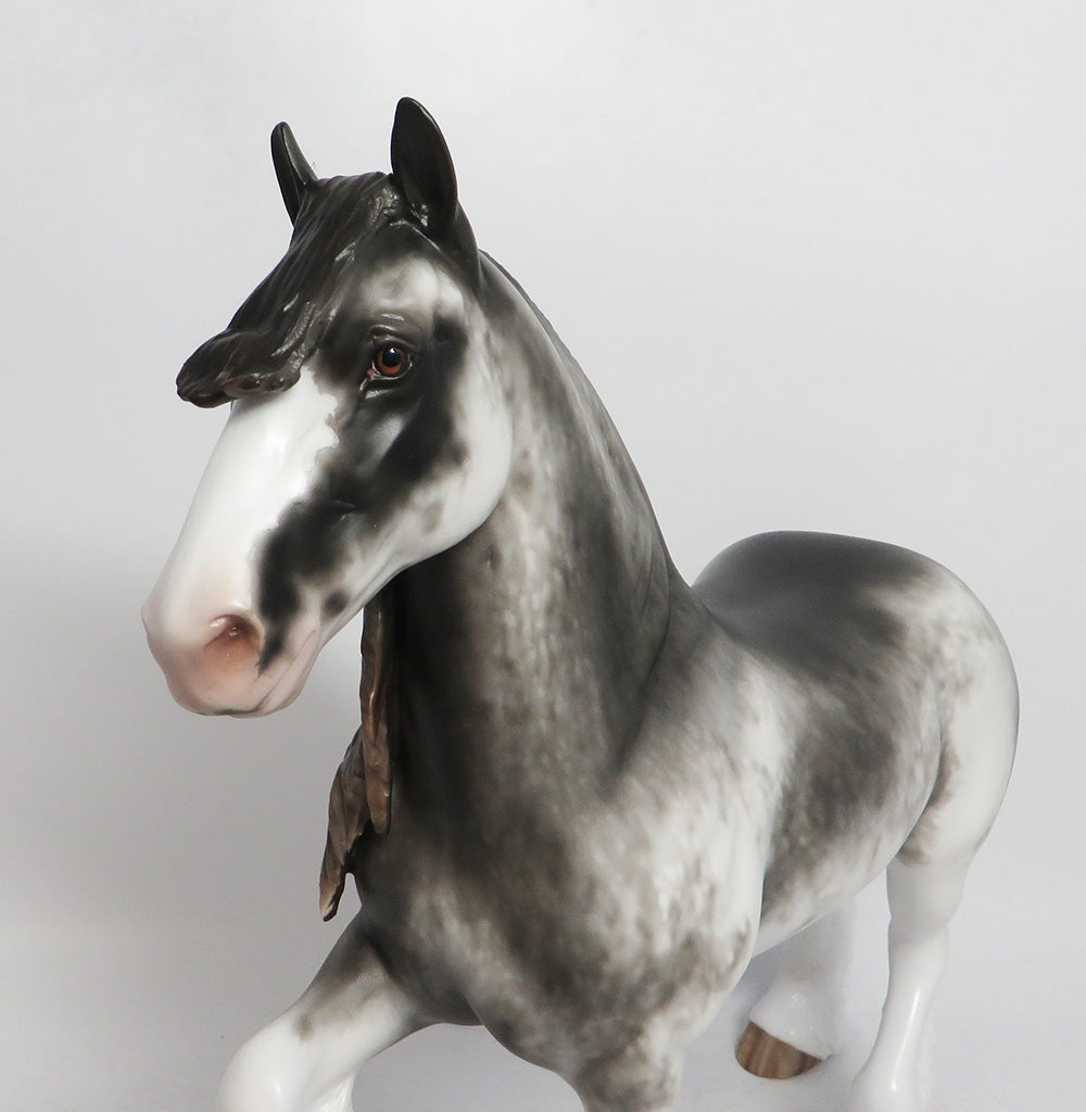 MAN SIMMONS-OOAK SABINO TROTTING DRAFTER MODEL HORSE 11/2/18